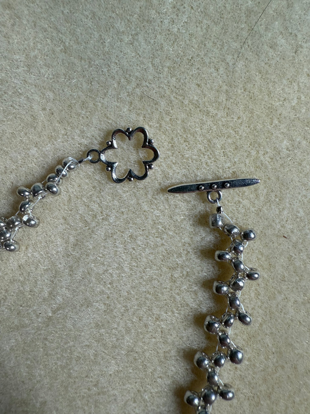 Purple and Silver Glass Bead Necklace