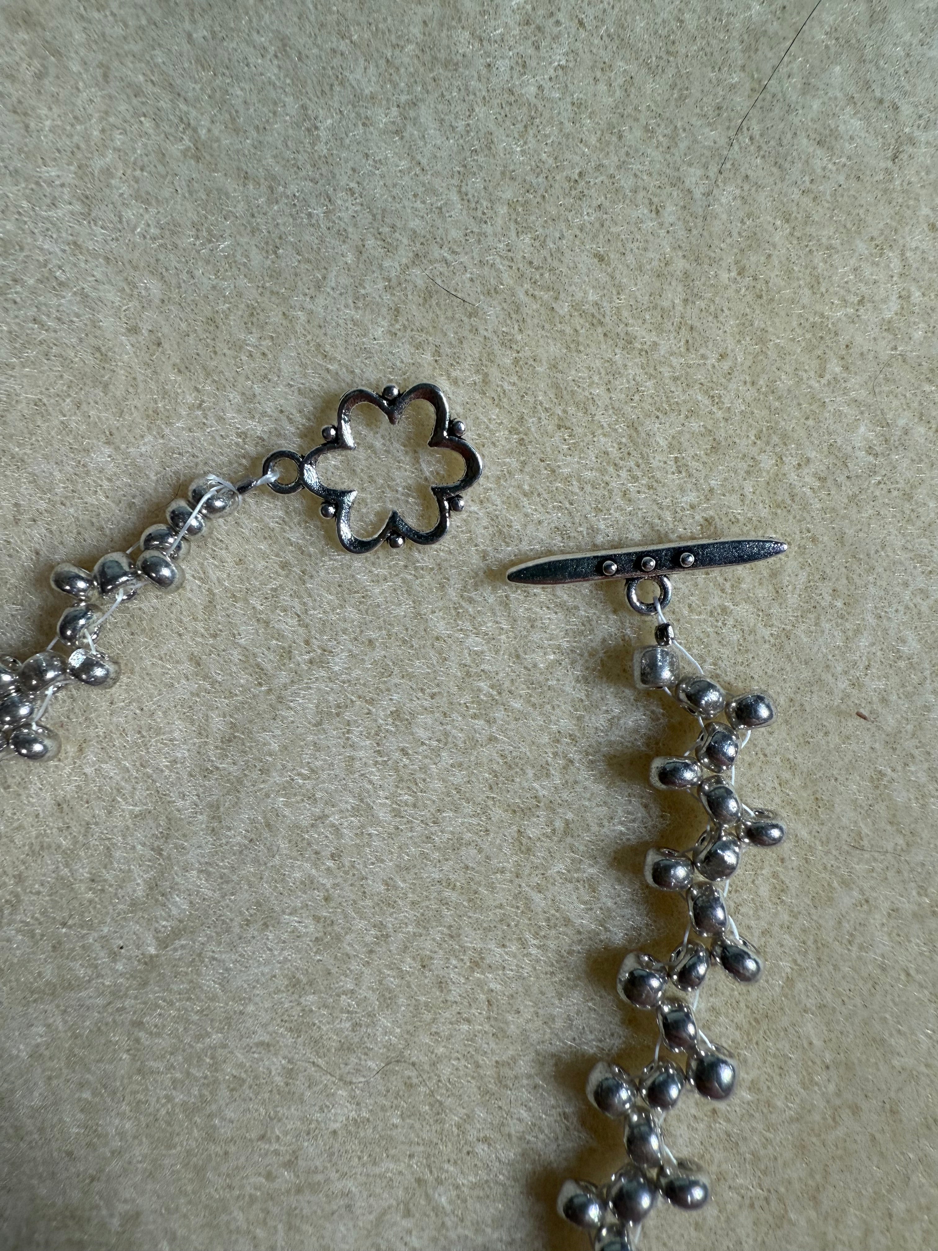 Purple and Silver Glass Bead Necklace