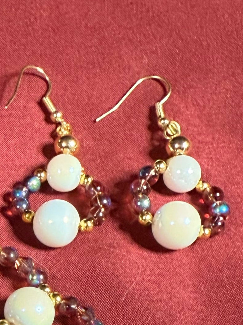 Glass Pearl with Mauve Glass Beads Jewelry Set – Necklace, Bracelet & Earrings