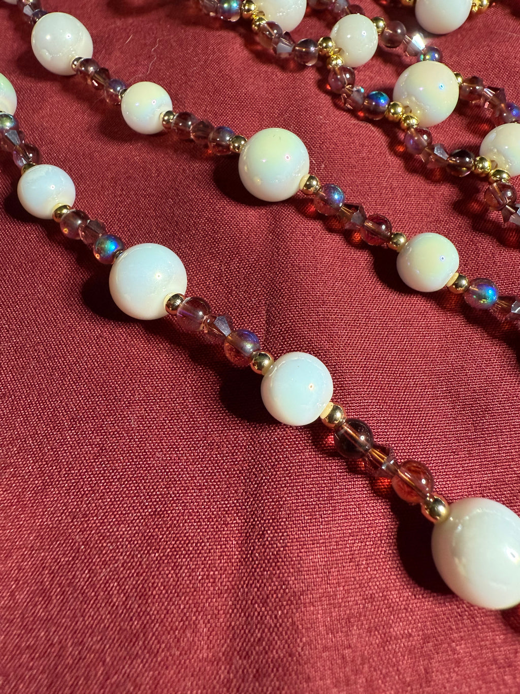 Glass Pearl with Mauve Glass Beads Jewelry Set – Necklace, Bracelet & Earrings