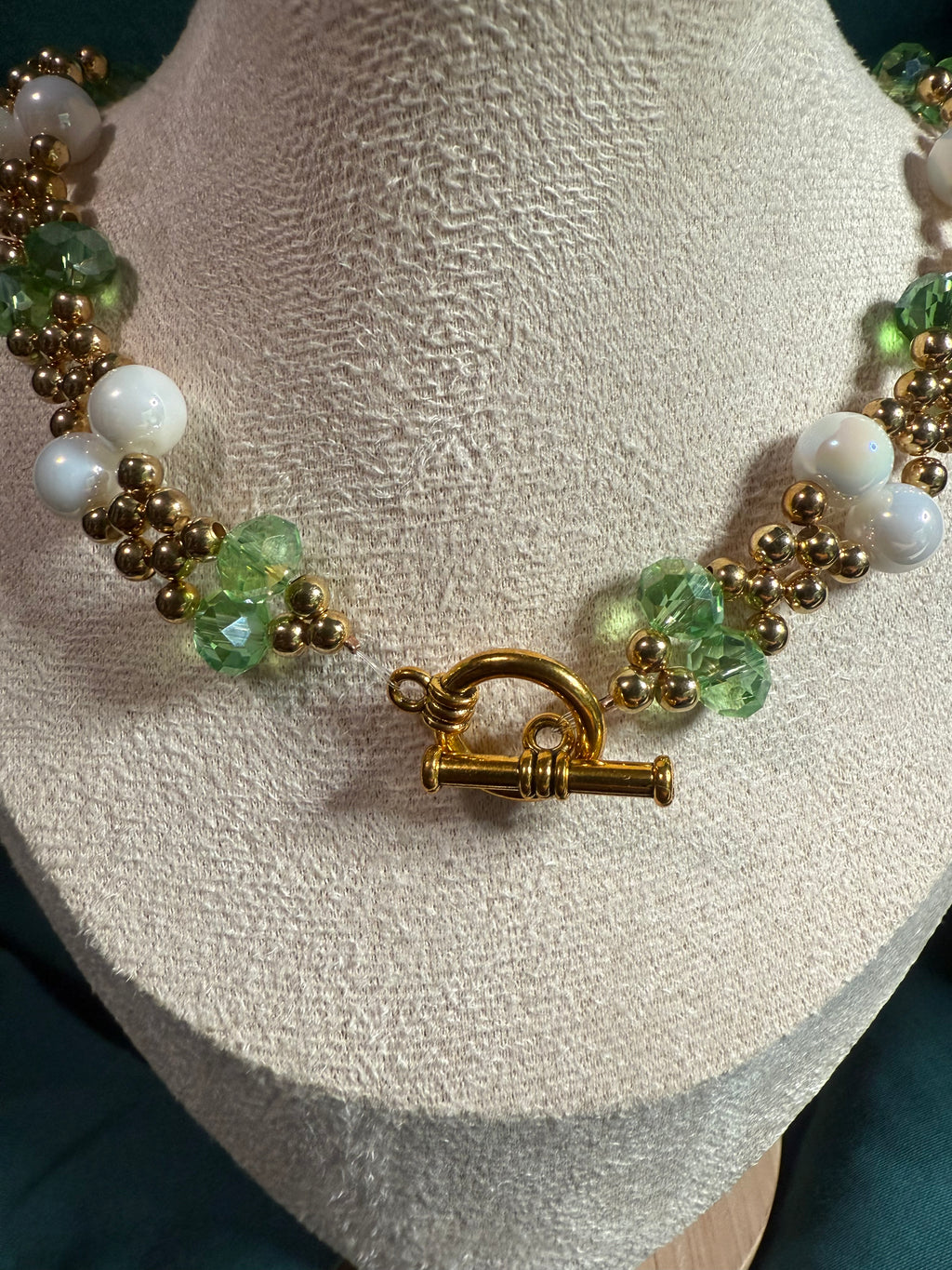 Green and Metal Beaded Necklace