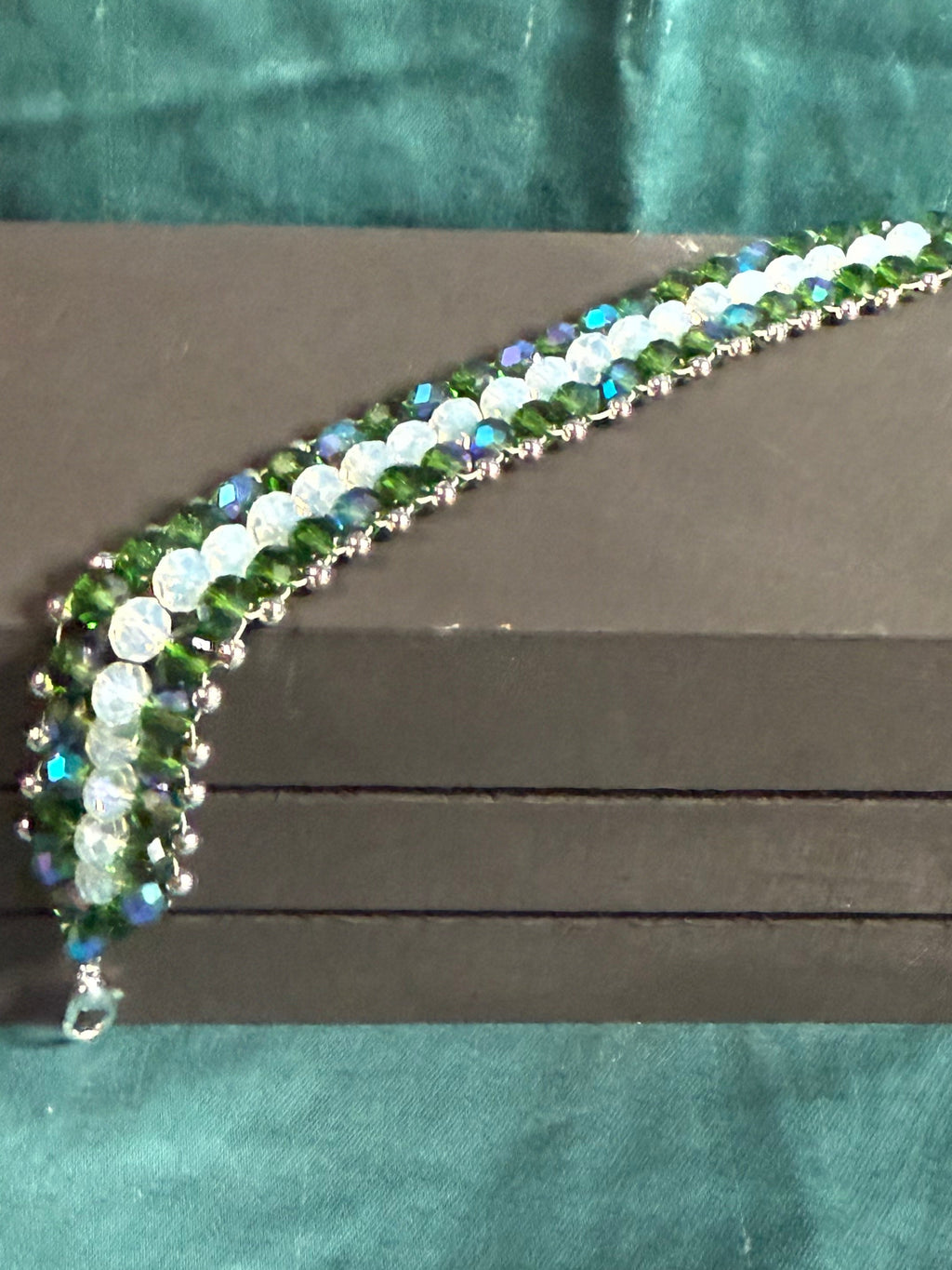 Green and Clear Braided Bracelet