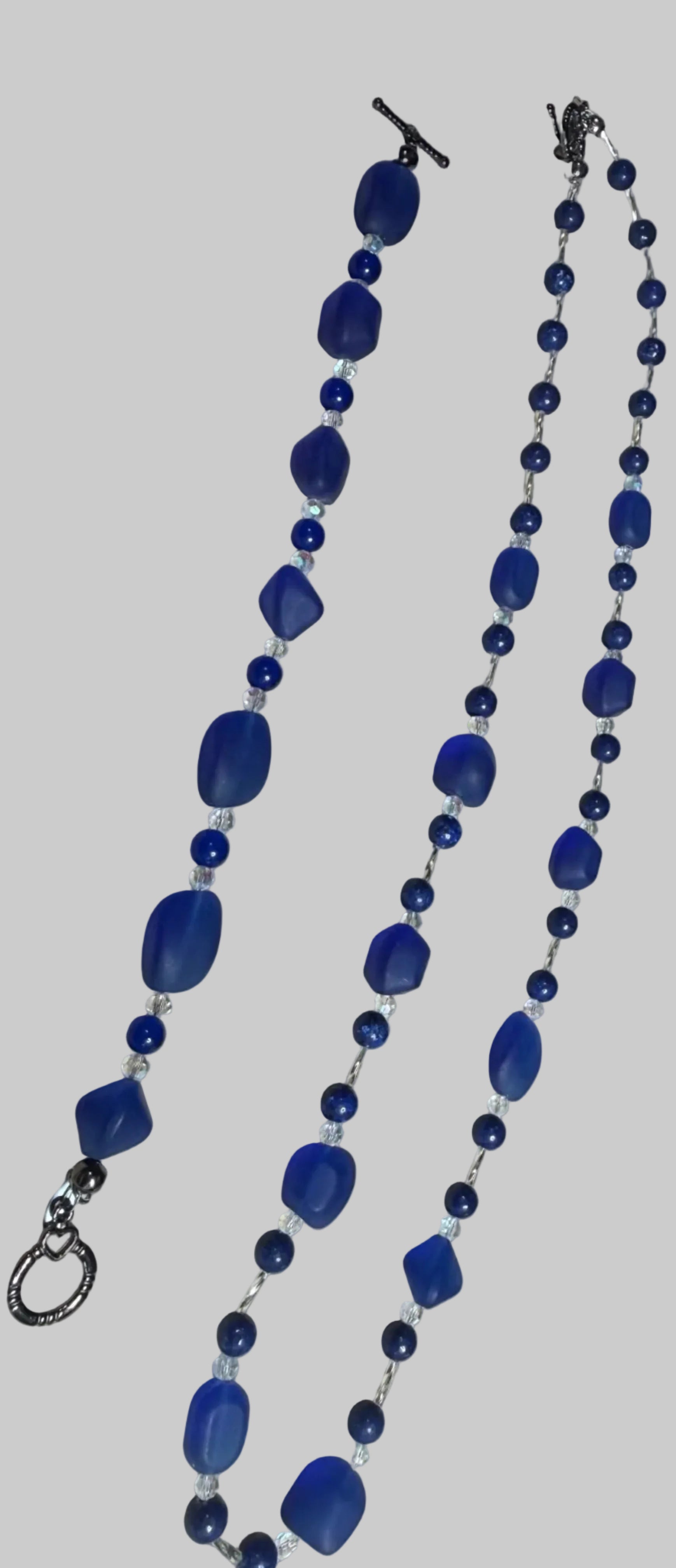 Blue Seaglass Necklace and Bracelet Set