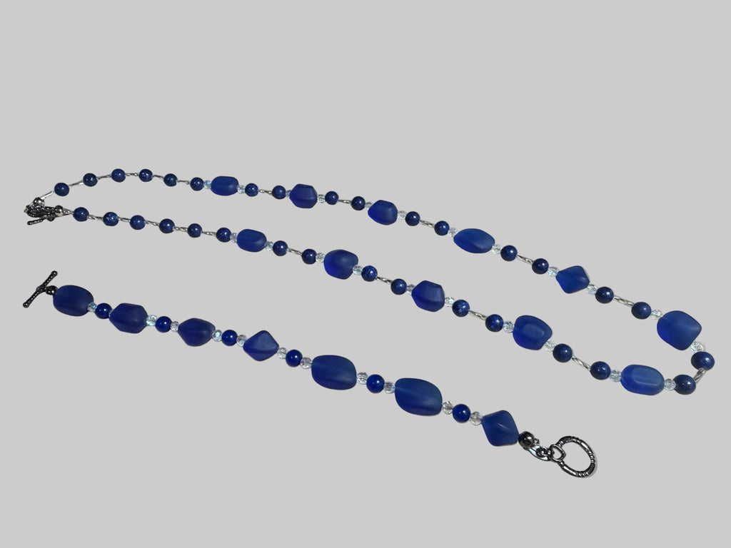 Blue Seaglass Necklace and Bracelet Set