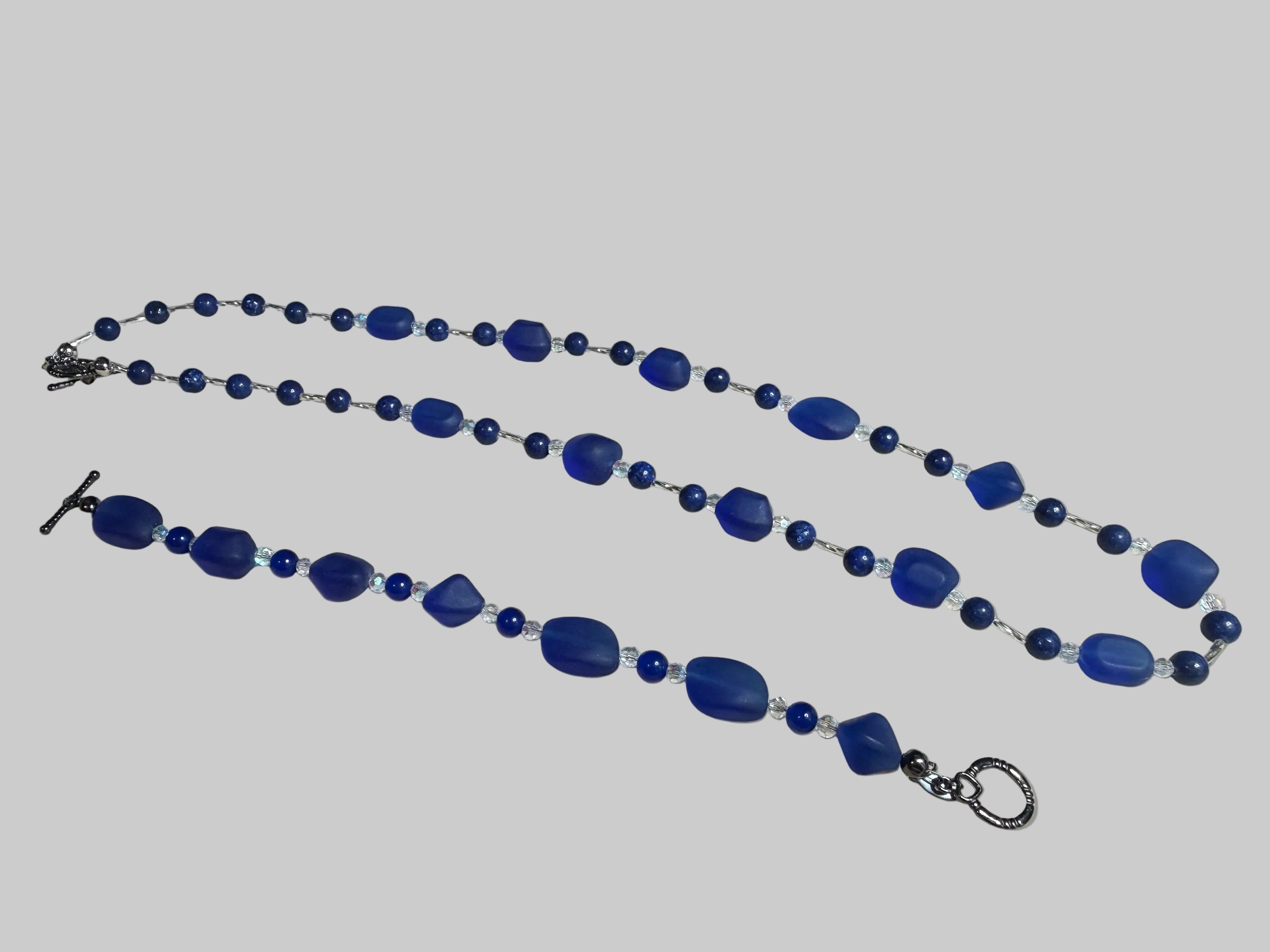Blue Seaglass Necklace and Bracelet Set