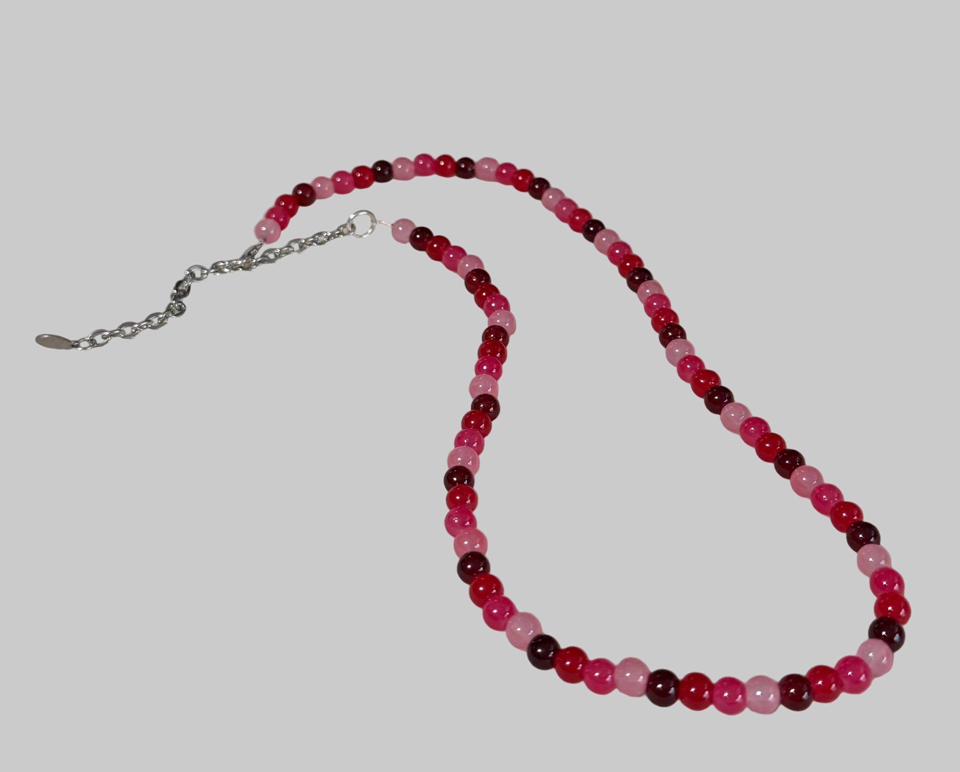 Anthro Inspired Pink and Red Beaded Necklace