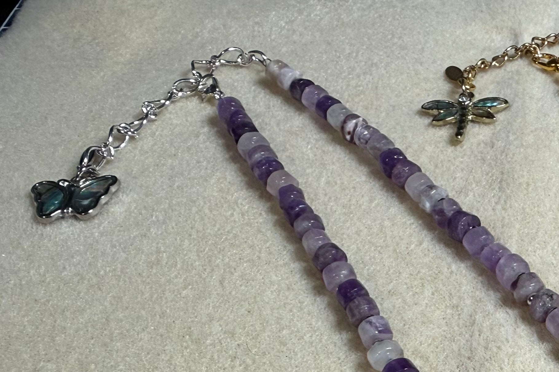 Amethyst and Metal Necklace - Choose Gold or Silver