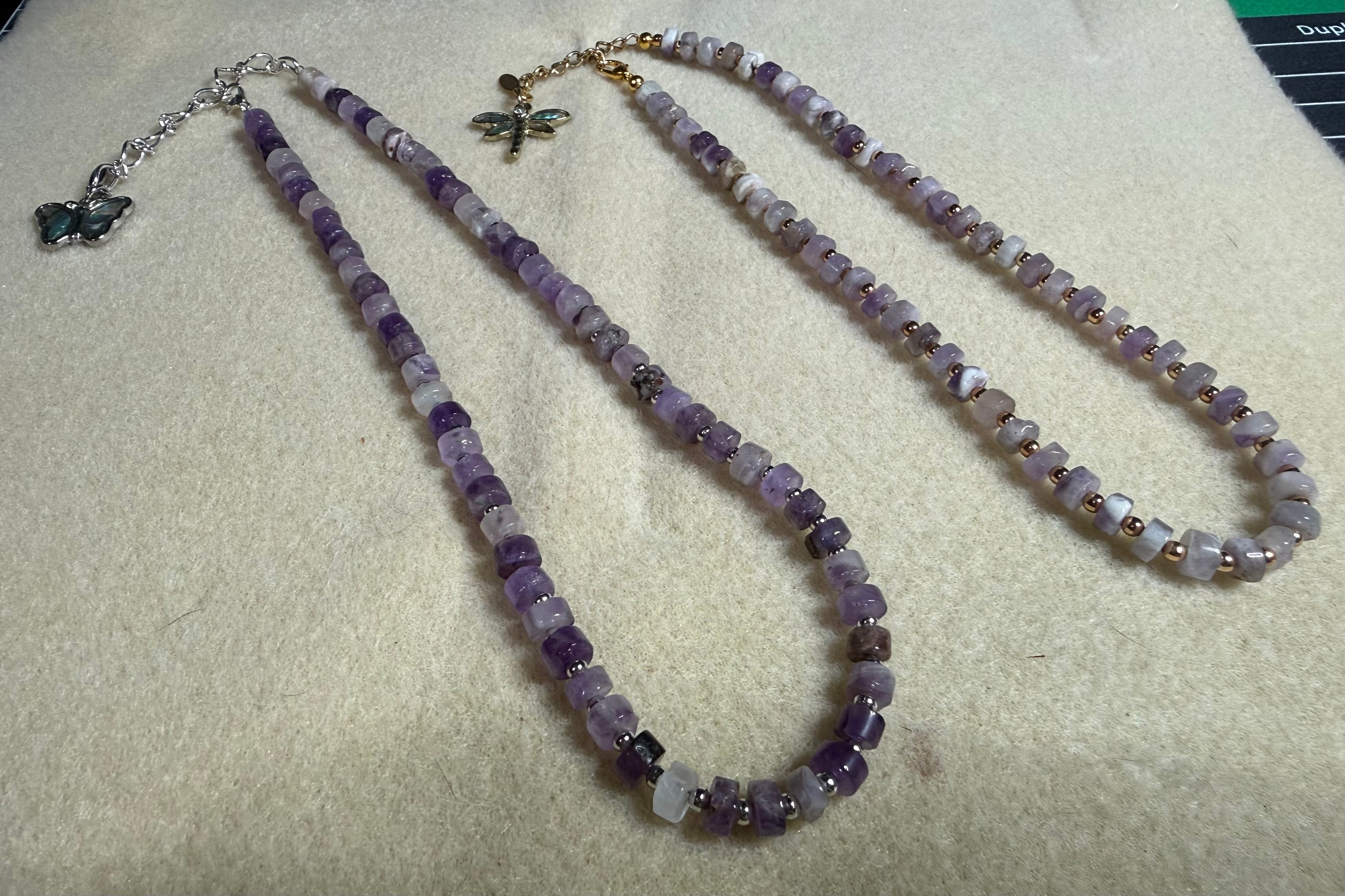 Amethyst and Metal Necklace - Choose Gold or Silver